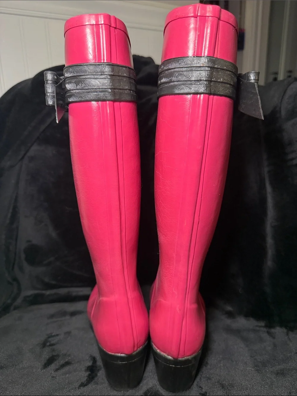 Kate Spade New York Hot Pink Bow Rain Boots Wellies Size 9